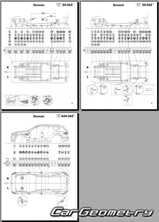 Кузовные размеры Genesis GV80 (JX1) 2020-2027 Body Repair Manual