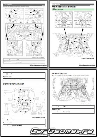 Кузовные размеры Nissan Pathfinder (R53) 2021–2028 Body Repair Manual