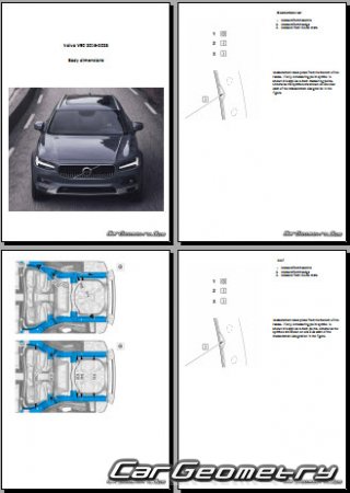 Контрольные размеры кузова Volvo V90 2016-2023 Body dimensions