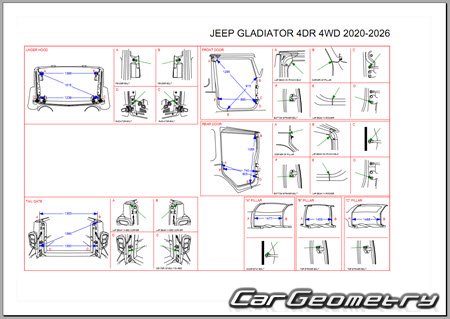 Кузовные размеры Jeep Gladiator (JT) 2020-2026