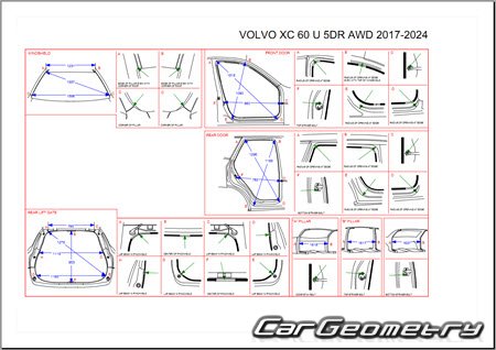 Volvo XC60 2017–2024 Body dimensions