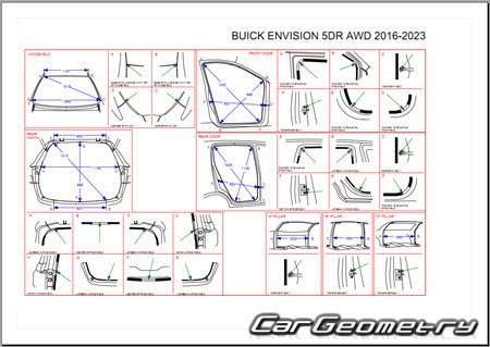 Размеры кузова Buick Envision 2017-2021 Body dimensions
