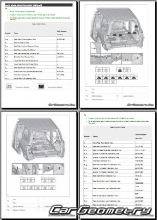 Размеры кузова Toyota Land Cruiser 300 с 2021 Body Repair Manual