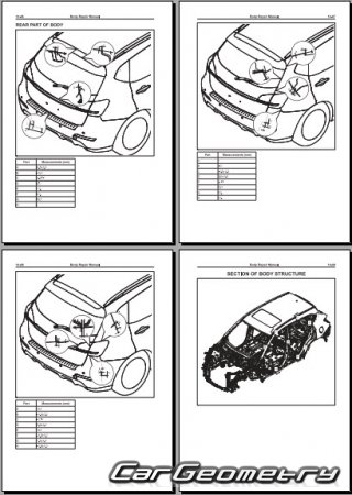 Кузовные размеры Haval H2 2015-2020 Body Repair Manual