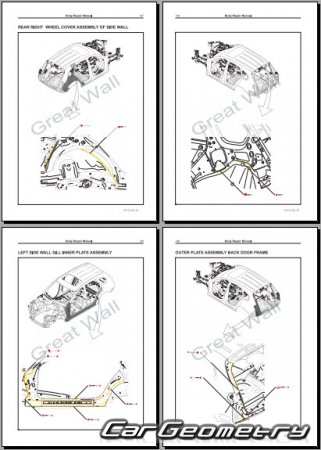 Кузовные размеры Haval H8 2015-2022 Body Repair Manual