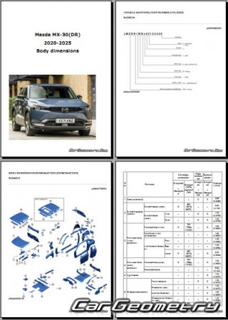 Кузовные размеры Mazda MX-30 (DR) 2020-2025 Body dimensions