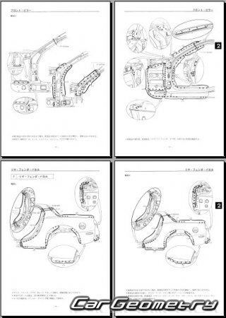 Размеры кузова Mazda Efini RX-7 (FD) 1992-2002 (RH Japanese market) Body Repair Manual