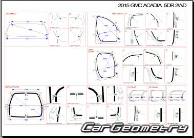 Размеры кузова GMC Acadia 2012–2016 Body dimensions