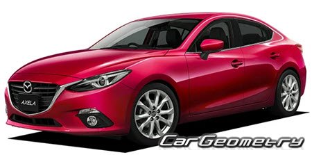 Кузовные размеры Mazda Axela Hybrid (BY) 2013-2019, Размеры кузова Мазда Аксела гибрид