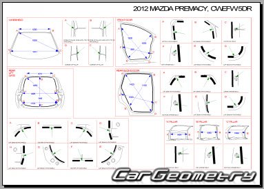 Mazda Premacy (CW) 2010-2015 (RH Japanese market) Body dimensions