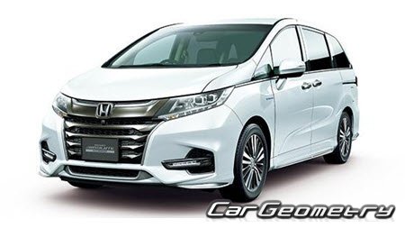Кузовные размеры Honda Odyssey Hybrid (RC4) 2017-2021, Размеры кузова Хонда Одисей гибрид РЦ