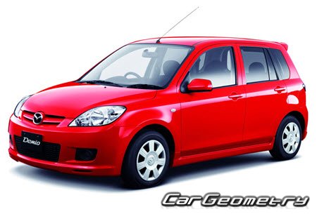 Кузовные размеры Мазда Демио 2002-2007, Размеры кузова Mazda Demio (DY) 2002-2007