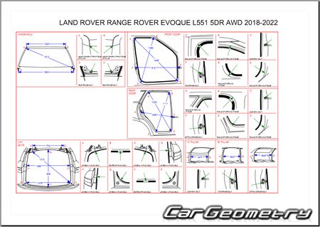 Размеры кузова Range Rover Evoque (L551) 2019-2025 Body dimensions