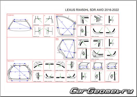 Размеры кузова Lexus RX450hL (GYL26) 2018-2023 Long base
