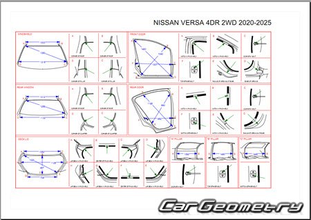 Кузовные размеры Nissan Versa Sedan (N18) 2019-2028 Body dimensions