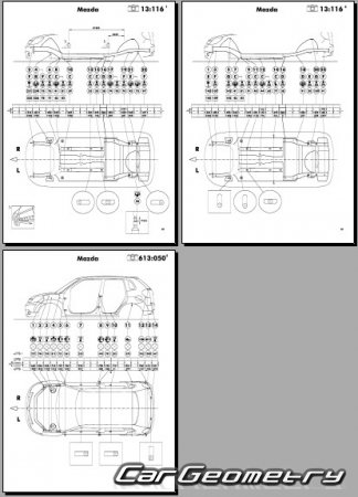 Размеры кузова Mazda Verisa (DC) 2004-2013 (RH Japanese market) Body dimensions