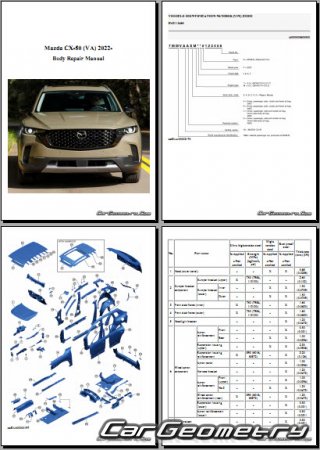 Размеры кузова Mazda CX-50 (VA) с 2022 Body Repair Manual