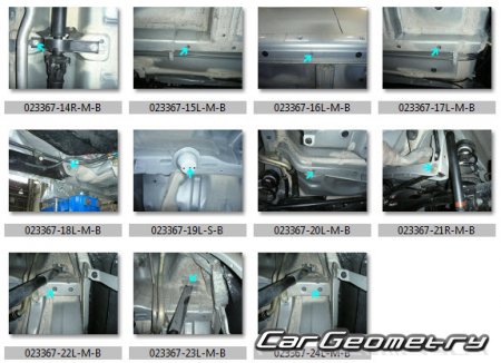 Кузовные размеры Daihatsu Move (L150 L160) 2002-2006 (RH Japanese market) Body Repair Manual