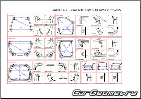 Кузовные размеры Cadillac Escalade ESV 2021-2027 Body dimensions