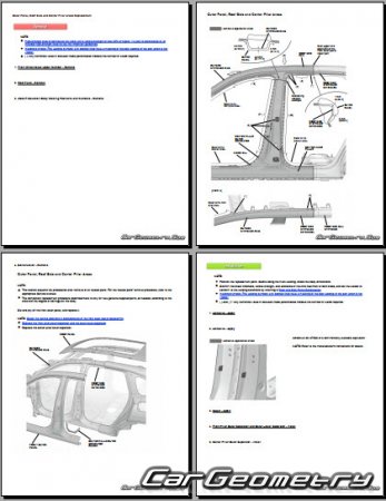 Размеры кузова Acura MDX 2021-2027 Body Repair Manual