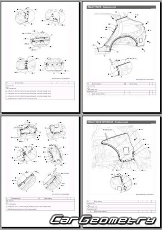 Размеры кузова Nissan Ariya (FE0) с 2022 Body Repair Manual 