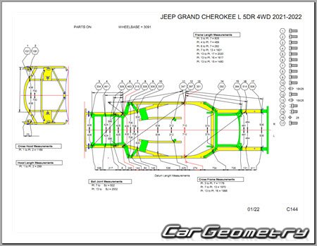 Кузовные размеры Jeep Grand Cherokee L (WL) 2021-2030 Body dimensions