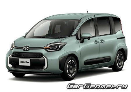 Кузовные размеры Toyota Sienta (MXPC1#) 2022-2027, Размеры кузова Тойота Сиента