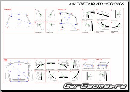 Размеры кузова Toyota iQ 2008-2015 (RH Japanese market) Body dimensions