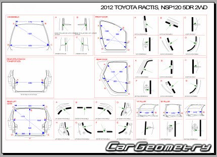 Toyota Ractis и Subaru Trezia (NSP12#, NCP12#) 2010-2015 (RH Japanese market) Body dimensions
