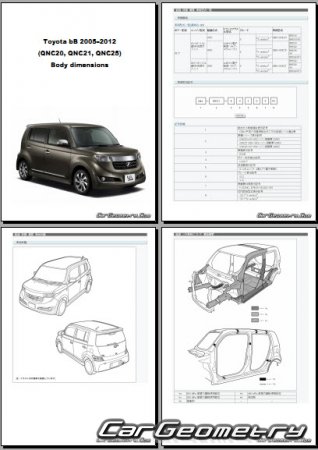Размеры кузова Toyota bB 2005–2016 (RH Japanese market) Body dimensions