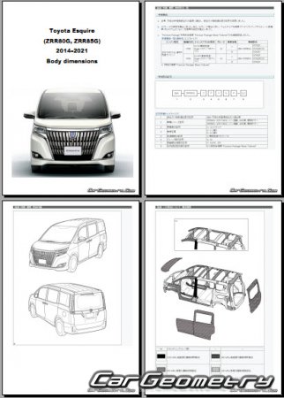 Кузовные размеры Toyota Esquire 2014–2021 (RH Japanese market) Body dimensions