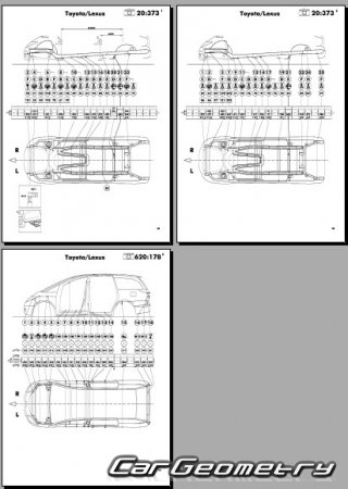 Размеры кузова Toyota Estima (#R50W #R55W) 2006–2019 (RH Japanese market) Body dimensions