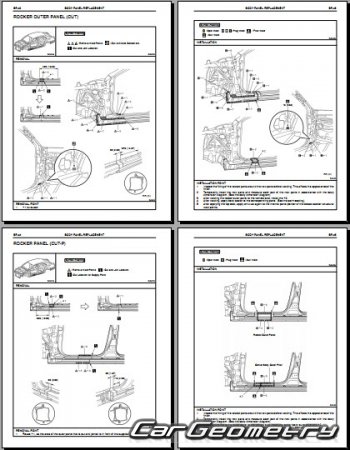 Кузовные размеры Toyota Crown (GRS20# UZS20#) 2008-2013 Body Repair Manual