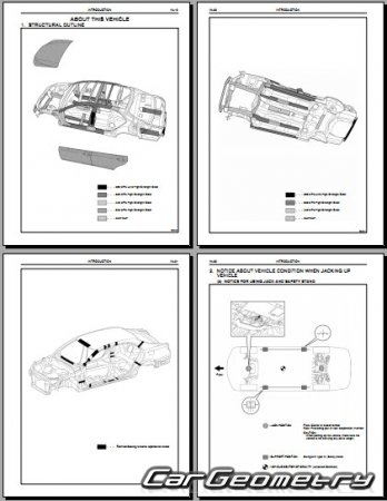 Кузовные размеры Toyota Crown (GRS20# UZS20#) 2008-2013 Body Repair Manual