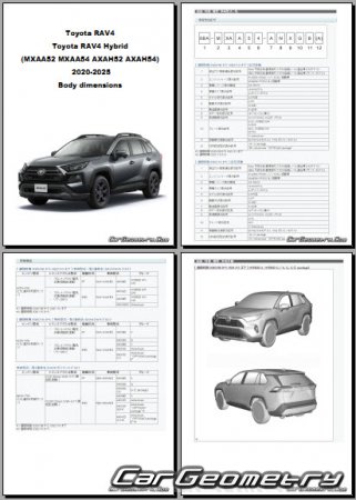 Размеры кузова Toyota RAV4 2020-2025 (RH Japanese market) Body dimensions