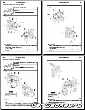 Кузовные размеры Toyota Zelas (AGT20) 2010-2013 Body Repair Manual