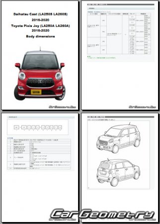   Toyota Pixis Joy  Daihatsu Cast 2016-2020 (RH Japanese market) Body dimensions