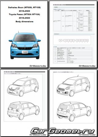 Toyota Passo и Daihatsu Boon (M700 M710) 2016–2022 (RH Japanese market) Body dimensions