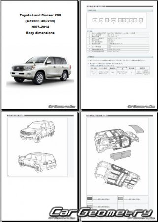 Кузовные размеры Toyota Land Cruiser 200 2007–2014 (RH Japanese market) Body dimensions