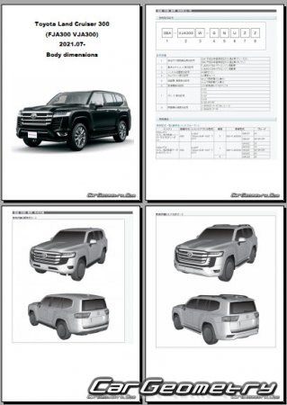 Кузовные размеры Toyota Land Cruiser 300 (FJA300 VJA300) с 2021 (RH Japanese market) Body dimensions