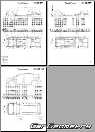Кузовные размеры Toyota Isis (ANM1# ZNM1#) 2004–2009 (RH Japanese market) Body dimensions