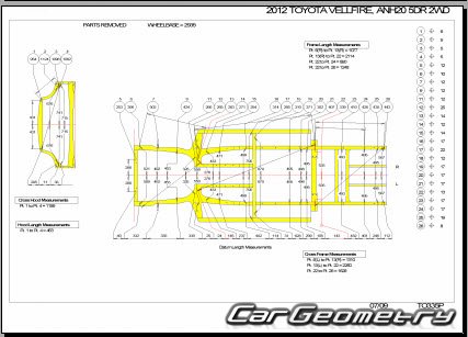 Toyota Alphard  Toyota Vellfire (ANH2# GGH2#) 2008-2015 (RH Japanese market) Body dimensions
