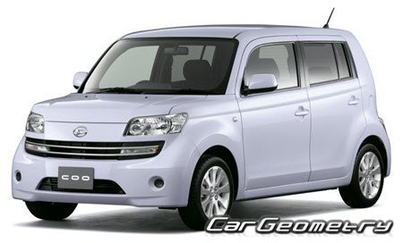 Кузовные размеры Daihatsu Coo (M401S 402S 411S) 2006–2012, Размеры кузова Subaru Dex (M401F 411F) 2008–2012