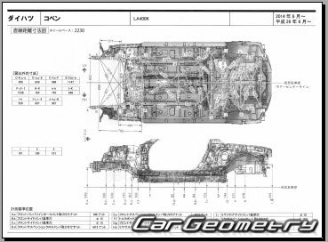 Размеры кузова Daihatsu Copen (LA400K) 2014-2019 (RH Japanese market) Body dimensions