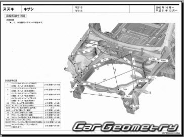 Размеры кузова Suzuki Kizashi (RE91S RF91S) 2009–2015 (RH Japanese market) Body dimensions