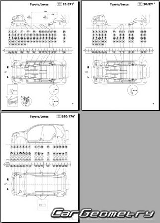 Кузовные размеры Toyota Rush (J20# J21#) 2006–2015 (RH Japanese market) Body Repair Manual