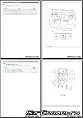 Кузовные размеры Toyota Rush (J20# J21#) 2006–2015 (RH Japanese market) Body Repair Manual