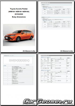 Кузовные размеры Toyota Corolla Fielder (E16#) 2015-2022 (RH Japanese market) Body dimensions