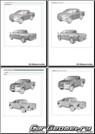 Размеры кузова Toyota Hilux (GUN125) 2017-2023 (RH Japanese market) Body dimensions