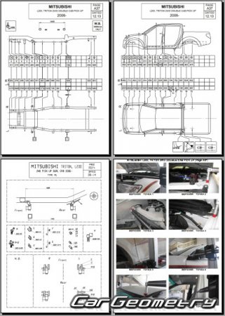 Кузовные размеры  Mitsubishi Triton (KB9T) 2006-2015 (RH Japanese market) Body dimensions
